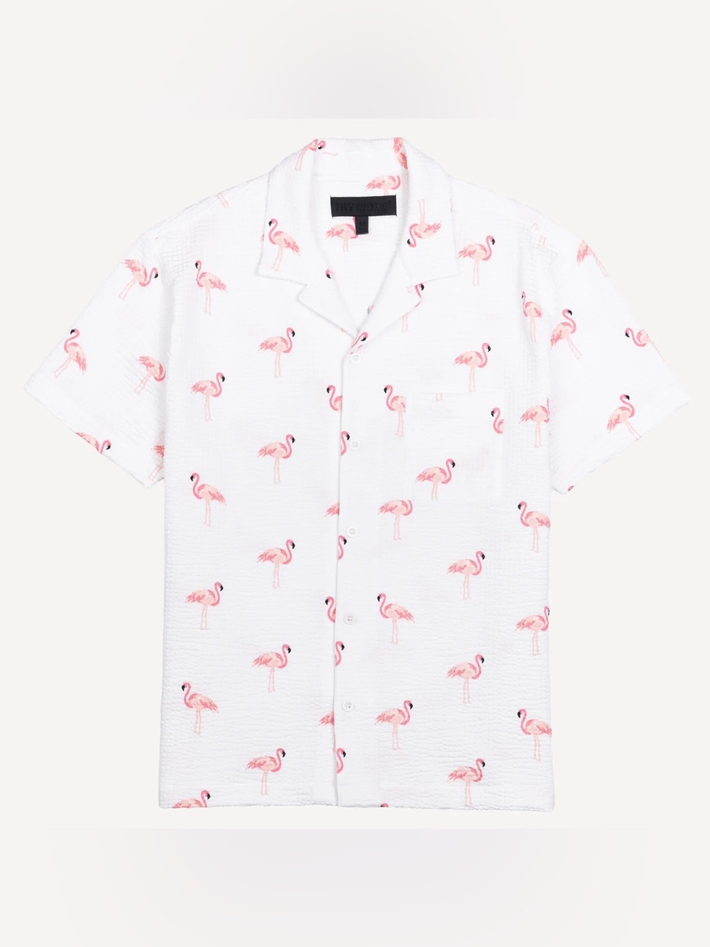 NWT Rustic Souls Flamingo Print Seersucker Button Down | White/Pink | Men’s XL